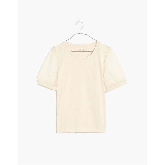 Madewell Bleached Linen Sheer Sleeve Knit Top Women’s Medium - Picture 1 of 11